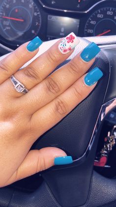 Spring Nails. Cute Simple Spring Nail Ideas, April Nail Designs 2024, Summer Nails 2023 Gel Blue, Summer Fingernail Designs, Spring Nails 2024 Blue, March Nails Ideas Spring, Nail Polish Ideas Spring, Mail Designs Spring 2023, Fun Spring Nails Design Square