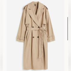 Like Brand New! H&M Oversized Twill Trench Coat. Size S. Cream H&m Outerwear For Spring, H&m Cream Outerwear For Spring, H&m Cream Spring Outerwear, Chic Beige H&m Outerwear, Chic Oversized H&m Outerwear, H&m Beige Outerwear For Spring, H&m Classic Beige Outerwear, Oversized H&m Outerwear For Work, H&m Brown Spring Outerwear