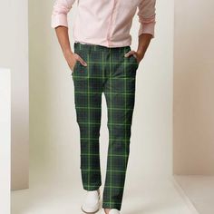 Scottish MacArthur Modern Tartan Mens Half Elastic Twill Pants Tartan Plaid Casual Trousers This Tartan Mens Half Elastic Twill Pant - Tartan Trouser is an excellent choice for streetwear, with side pockets and a button closure waistband for a casual look. Made of premium polyester twill fabric, which is comfortable to wear. Two side pockets and a button-closure waistband. Ideal for casual occasions and daily wear. Machine wash in cold water. Don't bleach or tumble dry. Fitted Green Chinos, Fitted Plaid Cotton Pants, Tartan Trousers, Twill Pants, Casual Trousers, Twill Fabric, Tartan Plaid, Tartan, Casual Looks