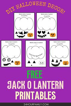 Free Jack-o-lantern printables to print PDF, add faces to jack-o-lantern, print and cut and paste jack-o-lantern printables, free pumpkin printables, jack-o-lantern faces, Halloween preschool activity, Halloween activities for kids, Halloween printables Free Pumpkin Printables, Jack O Lantern Printable, Activities For Kids Halloween, Lantern Printable, Pumpkin Face Templates, Pumpkin Activities Preschool, Cute Pumpkin Faces, Halloween Activities Preschool, Diy Pumpkins Crafts