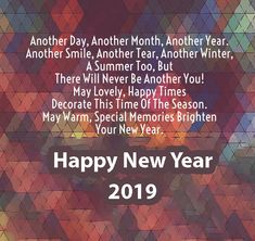 a happy new year card with an image of a woman's face and the words, another day, another month, another year, another year, another year, another