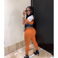 Fitted Orange Bottoms For Streetwear, Casual High Stretch Orange Bottoms, Orange Fitted Casual Leggings, Mesh Pants, Y2k Shorts, Club Wear, Tracksuit Women, Casual Sets, Short Sleeve Top