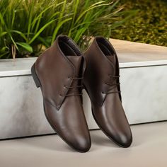 Luxury handcrafted leather shoes crafted with premium quality leather. All inner and outer parts including sole made of genuine leather. Every item we produce has a piece our love, our soul. To find out your exact US size, take a look at our size chart. We are offering free shipping World-wide to all our valued customers. Please note, We make - Made to Order handcrafted leather shoes and it will take 2 to 3 weeks to complete. We ship our products using FedEx / DHL Express and typically it takes Brown Dress Boots, Formal Boots, Brown Chukka Boots, Leather Boots Brown, Shoe Crafts, Dress Boots, Mens Shoes Boots, Boots Brown, Brown Leather Boots