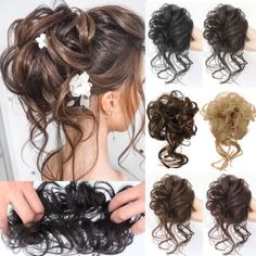 Fashion Messy Bun Hairpieces Chignon Curly Hair Extensions Natural as Human Hair | eBay Bun Accessories, Fake Hair Extensions, Messy Bun Hair Piece, Curly Bun Hairstyles, Bun Hair Piece, Chignon Hair, Curly Ponytail, Curly Hair Extensions, Fake Hair