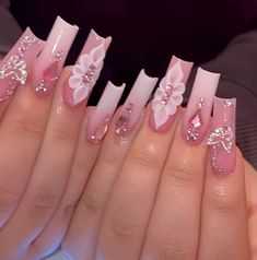 Super Cute Nails, Blue Acrylic Nails, Colored Acrylic, Pink Acrylic