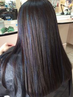 Dark Brown Hair With Blue, Brown Hair Blue Highlights, Blue Highlights In Brown Hair, Highlights Hair Ideas, Hair With Blue Highlights, Brown Hair With Blue, Highlights In Brown Hair, Blue Brown Hair