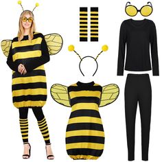 a woman is dressed up as a bee