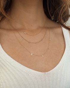 Personalized this 14k solid gold small initials necklace, starting with 2 letters of your choice, and add up to 10 letters, all on a dainty cable link chain necklace, available in 14k white, yellow, and rose gold, it makes for the perfect bespoke necklace laying perfectly around your neckline. Made in L.A. Size of Initial: Approx. 5mm Ships in 3-8 business days Rush orders ship in 2-6 business days All personalized items are Final Sale Comes gift ready in a custom Zoe Lev jewelry box Initials Necklace, Necklace Sizes, Chain Link Necklace, Initial Necklace, Link Chain, Chain Lengths, Final Sale, Solid Gold, Jewelry Box