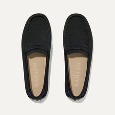 The Driver in Black | Women's Driving Loafers | Rothy's Rothy’s Driving Loafer, Womens Driving Loafers, Mule Sneakers, Clog Boots, Driving Loafers, Sneaker Slippers, Mary Jane Heels, Travel Wardrobe, Slipper Boots