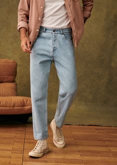 Barkley Jeans - Washed Blue Denim - Organic Cotton - Sézane Jean Outfits Men, Mens Outfits Casual, Casual Style Men, Blue Jeans Outfit Men, Blue Jean Outfits, Outfit Jeans