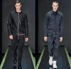 G-Star RAW Amsterdam 2015-2016 Fall Autumn Winter Mens Runway Catwalk Looks - Vintage Grunge Destroyed Denim Jeans Military Utility Cargo Pockets Outerwear Parka Coat Varsity Baseball Jacket Hoodie Boots Cargo Pockets Moto Motorcycle Biker Leather Emblems Patches Knee Panels Coated Suspenders Knit Scarf Plaid Blazer Vest Waistcoat Shirt Ribbed Sweater Jumper Beanie Knit Cap Denim Jeans Men, Parka Coat, Raw Denim, Fashion Week Runway, Plaid Blazer, G Star Raw