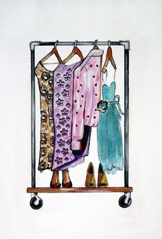 a drawing of clothes hanging on a rack