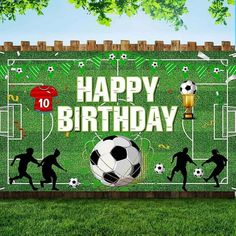 a birthday card with soccer players on the field