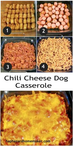 the steps to make chili cheese dog casserole