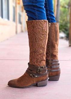 Get ready for the cool weather with these oh-so comfy and stylish tall boots! Cute floral embroidery and sassy strappy ankles will make these boots your new favorite! Zip calf adjustments if you're needing more room! These are true to size! Big Calves, Tall Brown Boots, Cute Boutiques, Smile Girl, Farm Girl, Brown Floral, The Cool