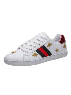 'Rio' Bee Embroidered Sneakers (2 Styles) - Goodnight Macaroon Embroidered Sneakers, Green And Red