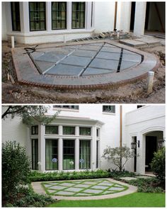 two pictures side by side of a house and the same photo in different stages of being renovated