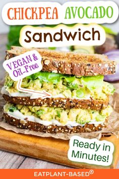 Chickpea Avocado Salad is by far my favorite vegan sandwich of all time. Something about the flavors of lime, avocado, and cilantro just thrill my taste buds. Avocado Sandwich Spread, Avocado Sandwich Vegan, Chickpea Avocado Salad, Chickpea Avocado, Vegan Spread, Chickpea Salad Sandwich, Salad With Avocado, Vegan Chickpea, Avocado Sandwich