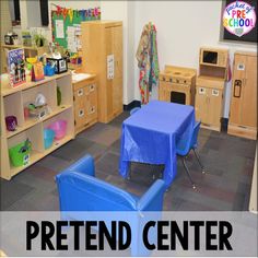 the pretend center is clean and ready for children to use