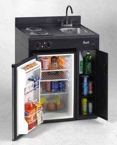 an open refrigerator with its door wide open