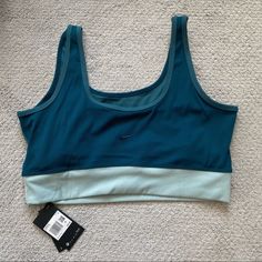 Ribbed Sports Bralette From Nike In Turquoise / Teal Comfortable Loungewear Or Good For Light Exercise New With Tags Size 1x Nike Dry Blue Sports Bra With Go-dry Technology And Medium Support, Blue Nike Sports Bra For Training, Nike Blue Sports Bra With Moisture-wicking, Nike Blue Sports Bra For Training, Nike Blue Sports Bra For Workout, Nike Blue Activewear For Yoga, Nike Blue Moisture-wicking Sports Bra, Nike Sporty Blue Sports Bra, Nike Blue Activewear For Gym