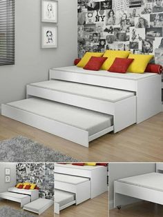 an image of a bed that is in the middle of a page with pictures on it