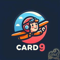 the logo for card 9 is an airplane with a pilot on it