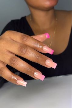 Nail Inspo Ombre, Ombre Pink Nails, French Tips Pink, Pink Nails French, Nails French Tips, Nails Girly, Girly Nails, Pink Ombre Nails