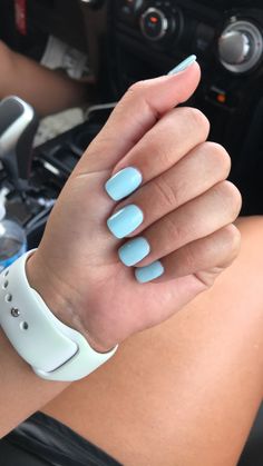 Summer Gel Nails Ideas Solid Color, Spring Nails Blue Pastel, Sky Blue Dip Nails, Cotton Candy Blue Nails, Powder Blue Gel Nails, Cute Summer Nails Dip Powder, Aqua Dip Nails, Spring Nail Ideas Dip Powder, Dip Powder Nails Light Blue