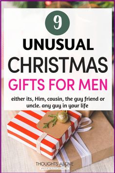 presents wrapped in brown paper with the words unusual christmas gifts for men