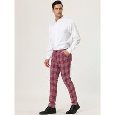 The classic dress pants feature the timeless plaid design, classic and always in trend. The slim-fitting tailoring shows the perfect leg shape, which will look better after wearing the pants. This pair of pants matches with leather shoes and solid shirt at the top can make you a highlight in the crowd. Suit up for office, meeting or dating in a refined slim fit plaid dress pants. Perfect Leg Shape, Front Zipper Dress, Plaid Dress Pants, Slim Fit Dress Pants, Perfect Legs, Checked Trousers, Business Pants, Office Meeting, Business Checks