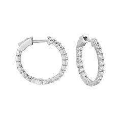 14K White Gold Prong Set Round Cut 3.60 Carats Diamonds Hoop Earrings | HarryChadEnt.com Diamond Earrings Studs Round, Halo Earrings Studs, Diamond Hoop Earrings, Simple Earrings, Conflict Free Diamonds, Quality Diamonds, Diamond Stone, Diamond Earrings Studs, Diamond Studs