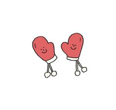 two red hearts with arms and legs are standing in front of each other