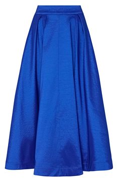 Elevate your ensemble in this A-line midi skirt crafted from glossy taffeta. 32" length 57% polyester, 38% nylon, 5% spandex Dry clean Imported Chic A-line Satin Skirt, Chic Satin A-line Skirt, Silk A-line Flowy Skirt, A-line Pleated Maxi Skirt For Party, Spring Silk A-line Maxi Skirt, Spring Silk A-line Skirt, Spring Satin Full Maxi Skirt, Chic Blue A-line Maxi Skirt, Silk Maxi Skirt With Full Lined Skirt