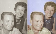 an old black and white photo of two men and a woman smiling at the camera