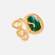 Snakes Ring in Yellow Gold with Malachite and Diamonds  |  Ole Lynggaard Copenhagen Luxury Gemstone Snake Ring, Engagement Ring For Him, Wedding Bands For Him, Lotus Earrings, Wedding Bands For Her, Wedding Day Jewelry, Engagement Ring For Her, Love Band, Drop Pendant Necklace