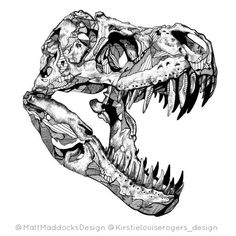 a drawing of a t - shirt with an image of a dinosaur's head