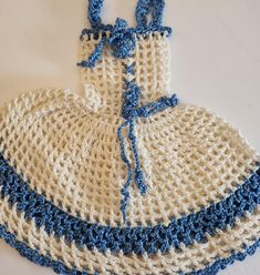 I combine shipping on multiple items Found at an Estate sale in Wisconsin Blue Crochet Sleeveless Dress, Handmade Blue Summer Dress, Handmade Blue Dresses For Spring, Handmade Dress, Handmade Dresses, Retro Kitchen, Tie Dress, Dining Linens, Doilies