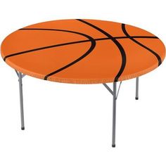 an orange basketball table with black lines on it