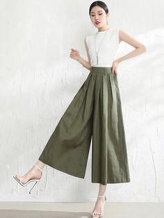 5 Colors Loose Solid Color Ramie Cotton Wide Leg Pants Cotton Wide Leg Pants, Red Black Green, Cotton Linen Pants, Womens Wide Leg Pants, Cotton Leggings, Loose Pants, Ankle Length Pants, Pants Color, Cotton Style