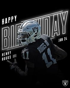 a football player wearing a helmet with the words happy birthday on it