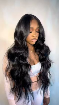 #hairstyles #hair #blackgirl #inspiration #foryoupage #fyp #blackhairstyles #blackgirlshairstyles #explorepage #explore Jet Black 30 Inch Buss Down, Sew In With Middle Part, Sew In Black Women, Dmv Hairstylist, Buss Down Middle Part, Middle Part Curls, Sew In Curls, Middle Part Sew In, Short Box Braids Hairstyles