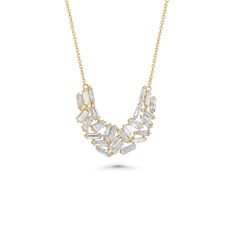 1.1 Cts White Diamond Necklace in 14K Yellow Gold Dazzling White Baguette Diamond Necklace, White Diamond Necklace, January Birthstone Jewelry, 21 Grams, April Birthstone Jewelry, September Birthstone Jewelry, March Birthstone Jewelry, Yellow Jewelry, Brown Jewelry