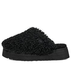 (WMNS) UGG Maxi Curly Platform Slippers 'Black' 1133171-BLK Slippers Black, Platform Slippers, Slippers, Black