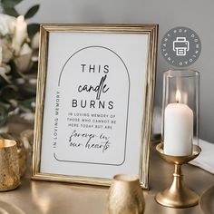 this candle burns sign is next to some candles