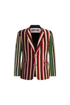 ETON STRIPE' MEN'S SUIT JACKET -  - Libertine Multicolor Notch Lapel Blazer For Fall, Multicolor Blazer With Lapel Collar For Work, Fitted Multicolor Single Breasted Blazer, Fitted Multicolor Single-breasted Blazer, Fall Multicolor Single-breasted Blazer, Elegant Multicolor Blazer With Notch Lapel, Designer Multicolor Blazer For Work, Multicolor Fitted Notch Lapel Blazer, Multicolor Notch Lapel Blazer For Formal Occasions