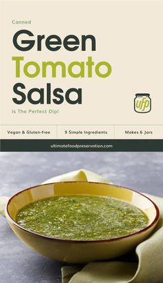 green tomato salsa in a yellow bowl