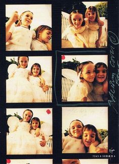 a collage of photos with people dressed in white and holding each other's arms