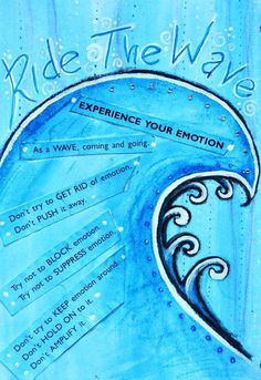 Emotions Are Like Waves, Resilience Art, Michelle Morgan, Wave Crashing, Dbt Skills, Dialectical Behavior Therapy, Coping Mechanism, Ride The Wave, Mental Health Counseling