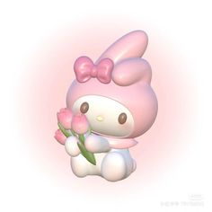 a cute little hello kitty holding some flowers